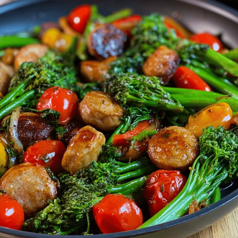 10-Minute Sausage Skillet with Cherry Tomatoes and Broccolini