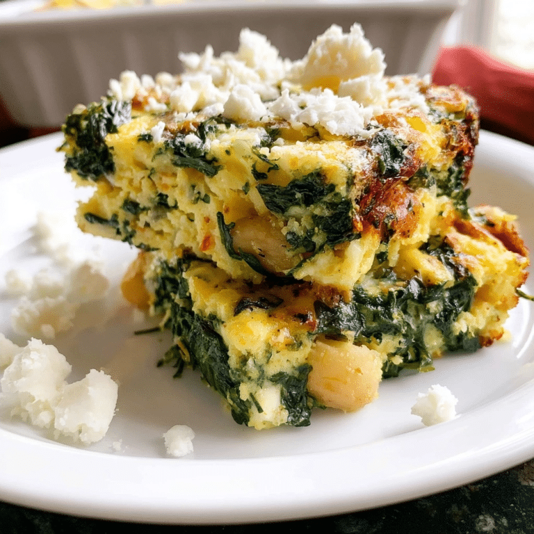 Spinach & White Bean Egg Bake with Feta | High Protein Healthy Breakfast Recipe