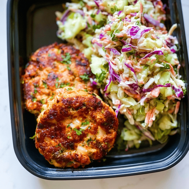 High Protein Meal Prep: Salmon Patties & Coleslaw