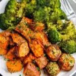 Roasted Broccoli, Sweet Potatoes & Stuffed Mushrooms – Healthy Vegan Recipe